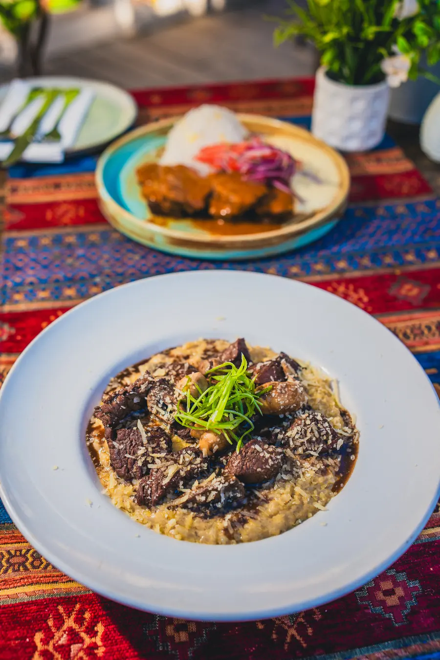 Arroz cremoso con setas y filete